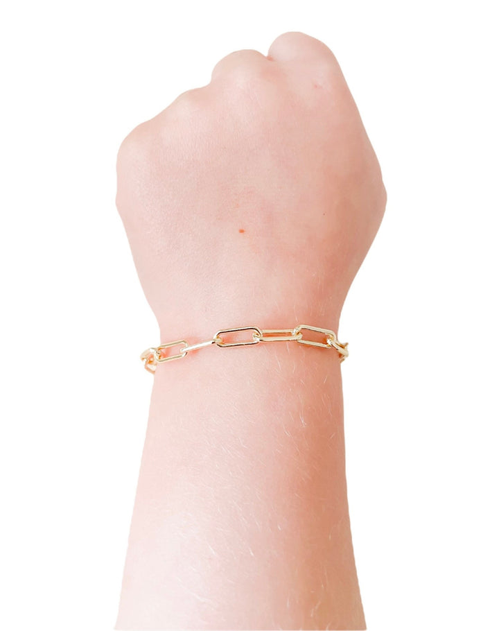 Gold filled paperclip chain bracelet