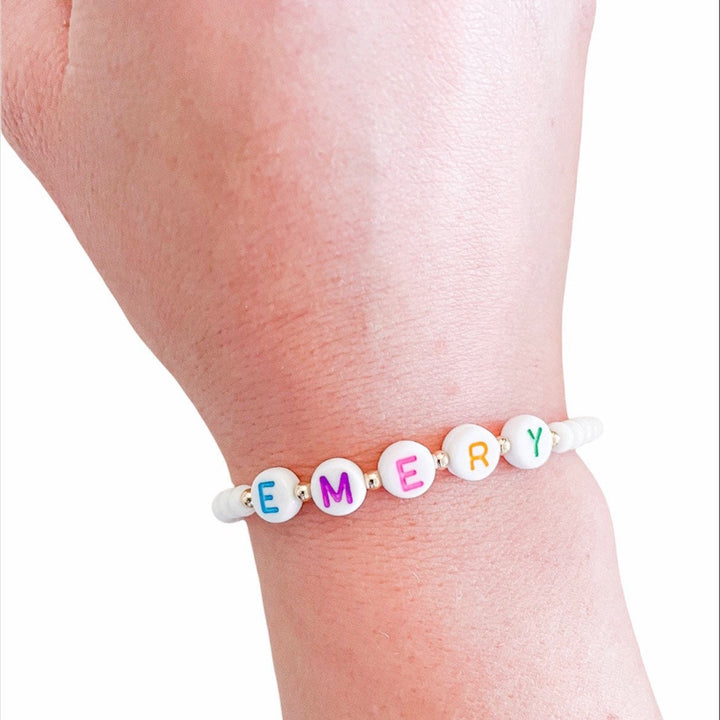 Custom Rainbow Letter Bead Bracelet | Name Gift | Beaded Bracelet for Girls, Babies & Adults
