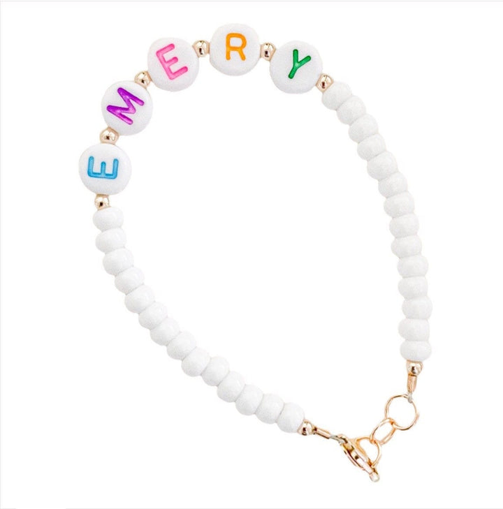 Custom Rainbow Letter Bead Bracelet | Name Gift | Beaded Bracelet for Girls, Babies & Adults