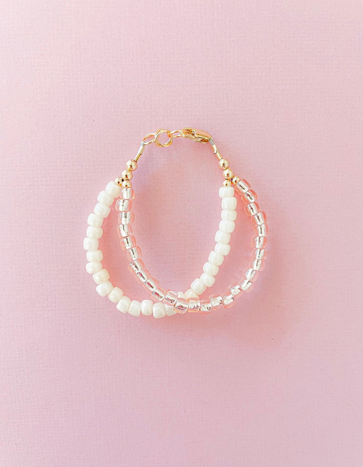 blush and cream 2 in 1 gold filled baby bracelet