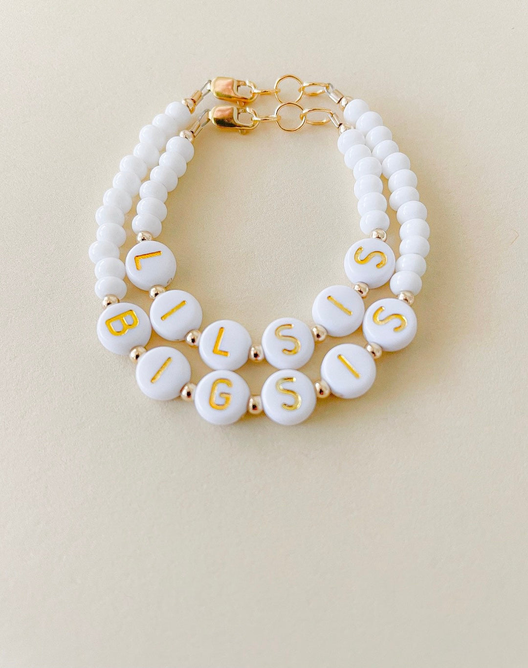 LiL Sis & Big Sis Bracelet Set – Personalized 14k Gold-Filled Name Bracelets, Hypoallergenic & Handmade