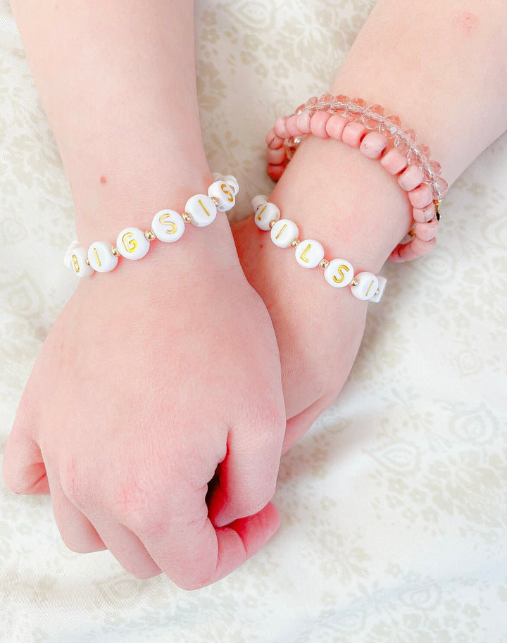 LiL Sis & Big Sis Bracelet Set – Personalized 14k Gold-Filled Name Bracelets, Hypoallergenic & Handmade