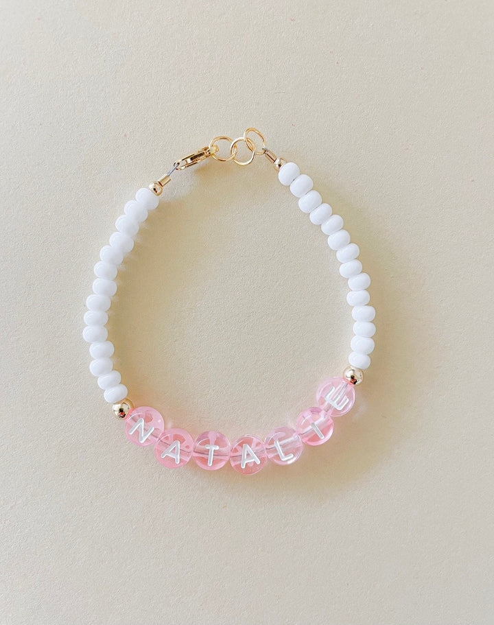 Baby pink custom name bracelet