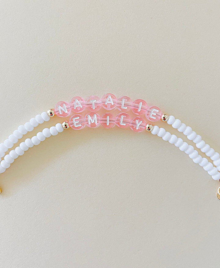 Baby pink custom name bracelet